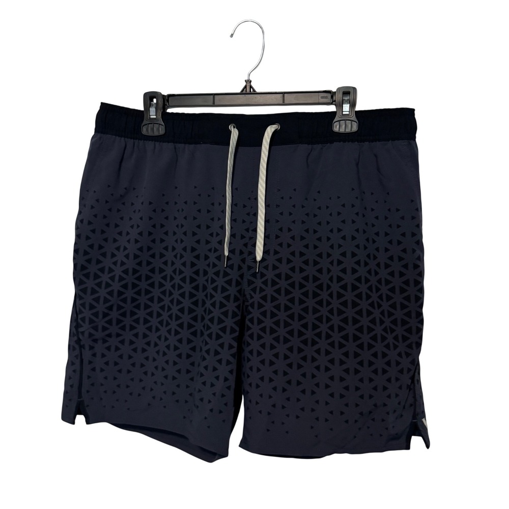 Vuori Trail Shorts Mens XL Blue Black Geometric Performance Stretch Lined Tech